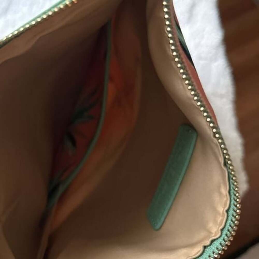 3/$20 Rachel Pally Pink & Turquoise Tropical Reversible Clutch zipper handbag - Picture 4 of 8